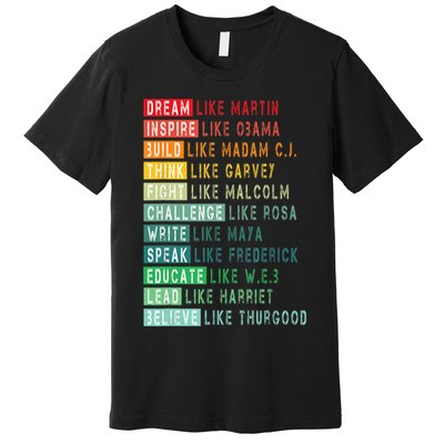 Dream Like Martin Fight Like Malcolm Inspire Like Obama TShirt Premium T-Shirt