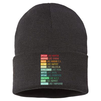 Dream Like Martin Fight Like Malcolm Inspire Like Obama TShirt Sustainable Knit Beanie