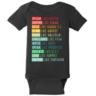 Dream Like Martin Fight Like Malcolm Inspire Like Obama TShirt Baby Bodysuit