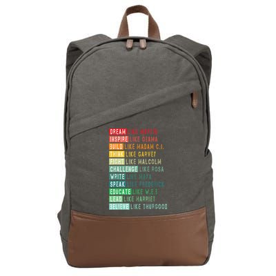 Dream Like Martin Fight Like Malcolm Inspire Like Obama TShirt Cotton Canvas Backpack
