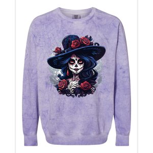 De Los Muertos La Catrina Day Of The Dead Sugar Skull Women Colorblast Crewneck Sweatshirt