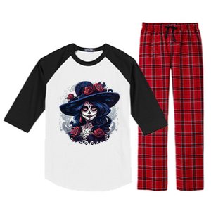 De Los Muertos La Catrina Day Of The Dead Sugar Skull Women Raglan Sleeve Pajama Set