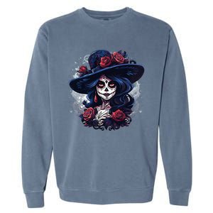 De Los Muertos La Catrina Day Of The Dead Sugar Skull Women Garment-Dyed Sweatshirt