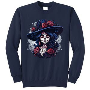 De Los Muertos La Catrina Day Of The Dead Sugar Skull Women Tall Sweatshirt