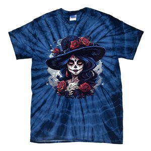 De Los Muertos La Catrina Day Of The Dead Sugar Skull Women Tie-Dye T-Shirt