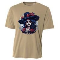 De Los Muertos La Catrina Day Of The Dead Sugar Skull Women Cooling Performance Crew T-Shirt