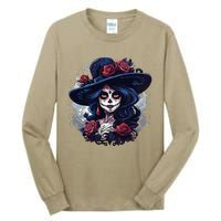 De Los Muertos La Catrina Day Of The Dead Sugar Skull Women Tall Long Sleeve T-Shirt