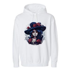 De Los Muertos La Catrina Day Of The Dead Sugar Skull Women Garment-Dyed Fleece Hoodie