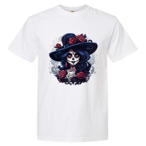 De Los Muertos La Catrina Day Of The Dead Sugar Skull Women Garment-Dyed Heavyweight T-Shirt