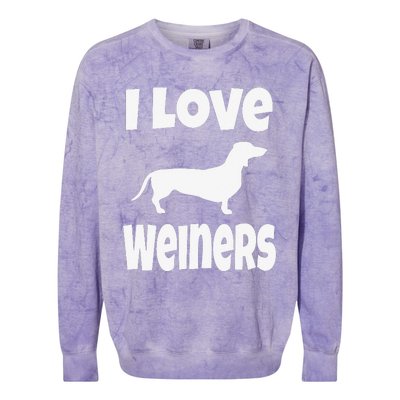 Dachshund Lover Mom Dad I Love Weiners Colorblast Crewneck Sweatshirt