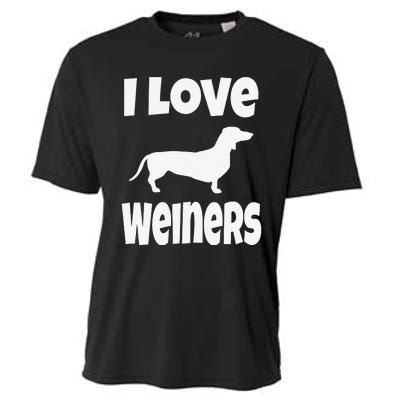 Dachshund Lover Mom Dad I Love Weiners Cooling Performance Crew T-Shirt