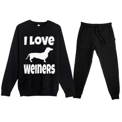 Dachshund Lover Mom Dad I Love Weiners Premium Crewneck Sweatsuit Set