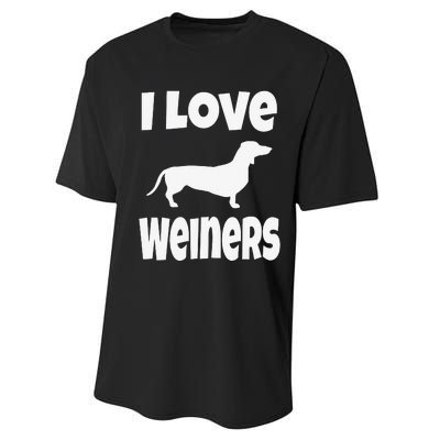 Dachshund Lover Mom Dad I Love Weiners Performance Sprint T-Shirt