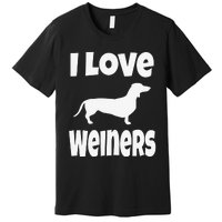 Dachshund Lover Mom Dad I Love Weiners Premium T-Shirt