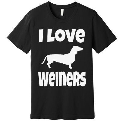 Dachshund Lover Mom Dad I Love Weiners Premium T-Shirt