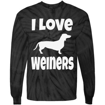 Dachshund Lover Mom Dad I Love Weiners Tie-Dye Long Sleeve Shirt