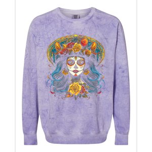 De Los Muertos La Catrina Day of the Dead Sugar Skull Colorblast Crewneck Sweatshirt