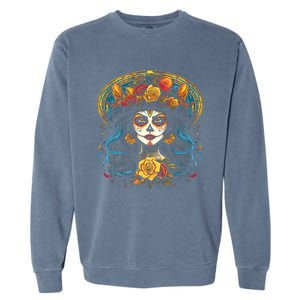 De Los Muertos La Catrina Day of the Dead Sugar Skull Garment-Dyed Sweatshirt