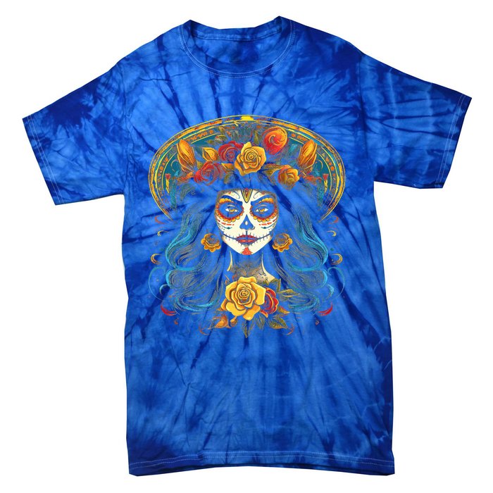 De Los Muertos La Catrina Day of the Dead Sugar Skull Tie-Dye T-Shirt