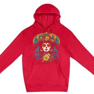 De Los Muertos La Catrina Day of the Dead Sugar Skull Premium Pullover Hoodie