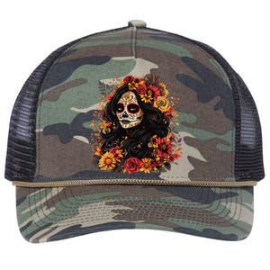 De Los Muertos La Catrina Day Of The Dead Sugar Skull Women Retro Rope Trucker Hat Cap