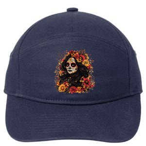 De Los Muertos La Catrina Day Of The Dead Sugar Skull Women 7-Panel Snapback Hat