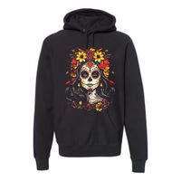 De Los Muertos La Catrina Day of the Dead Sugar Skull Premium Hoodie