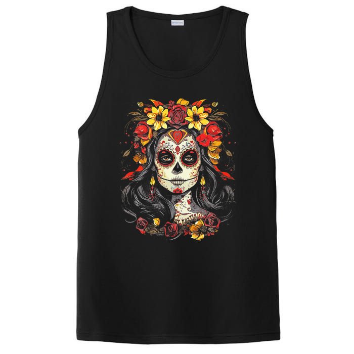 De Los Muertos La Catrina Day of the Dead Sugar Skull PosiCharge Competitor Tank