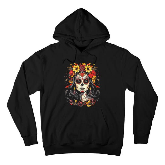 De Los Muertos La Catrina Day of the Dead Sugar Skull Tall Hoodie