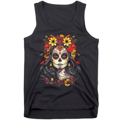 De Los Muertos La Catrina Day of the Dead Sugar Skull Tank Top