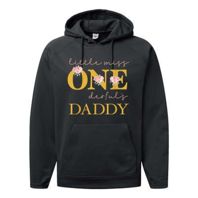 Daddy Little Miss Onederful Birthday Party 1 Year Old Girl Performance Fleece Hoodie