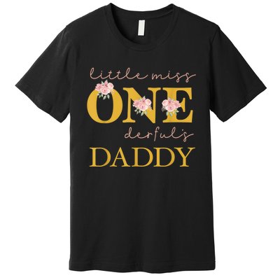 Daddy Little Miss Onederful Birthday Party 1 Year Old Girl Premium T-Shirt