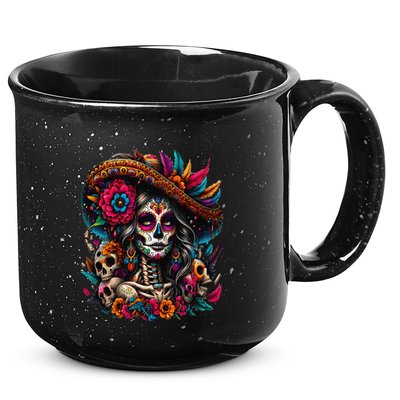 De Los Muertos La Catrina Day Of The Dead Sugar Skull Women 15oz Campfire Ceramic Mug