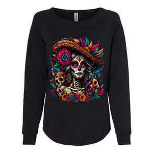 De Los Muertos La Catrina Day Of The Dead Sugar Skull Women Womens California Wash Sweatshirt