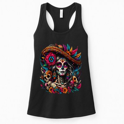 De Los Muertos La Catrina Day Of The Dead Sugar Skull Women Womens Tank Top