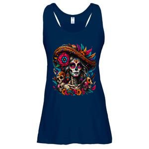 De Los Muertos La Catrina Day Of The Dead Sugar Skull Women Ladies Essential Flowy Tank