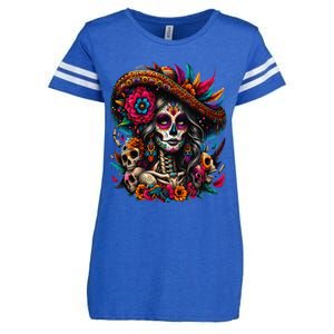 De Los Muertos La Catrina Day Of The Dead Sugar Skull Women Enza Ladies Jersey Football T-Shirt