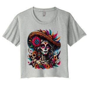 De Los Muertos La Catrina Day Of The Dead Sugar Skull Women Women's Crop Top Tee