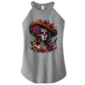 De Los Muertos La Catrina Day Of The Dead Sugar Skull Women Women's Perfect Tri Rocker Tank