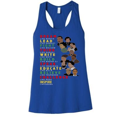 Dream Like Martin Lead Like Harriet Black History Month Gift Women's Racerback Tank