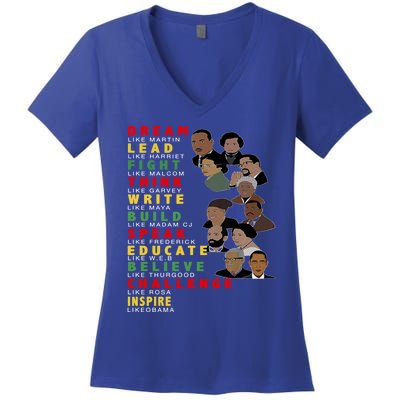 Dream Like Martin Lead Like Harriet Black History Month Gift Women's V-Neck T-Shirt