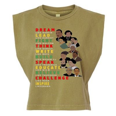 Dream Like Martin Lead Like Harriet Black History Month Gift Garment-Dyed Women's Muscle Tee