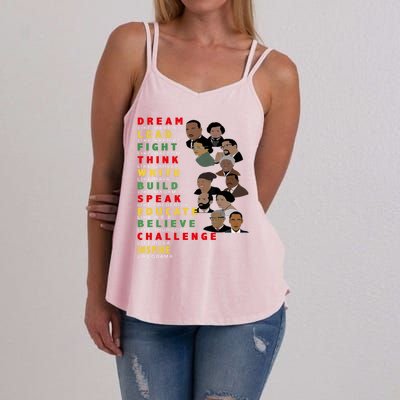 Dream Like Martin Lead Like Harriet Black History Month Gift Women's Strappy Tank