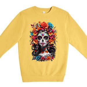 De Los Muertos La Catrina Day Of The Dead Sugar Skull Women Premium Crewneck Sweatshirt