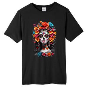 De Los Muertos La Catrina Day Of The Dead Sugar Skull Women Tall Fusion ChromaSoft Performance T-Shirt