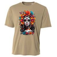 De Los Muertos La Catrina Day Of The Dead Sugar Skull Women Cooling Performance Crew T-Shirt