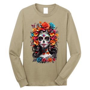 De Los Muertos La Catrina Day Of The Dead Sugar Skull Women Long Sleeve Shirt