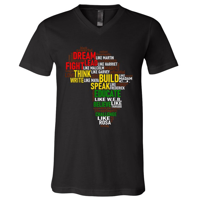 Dream Like Martin Black History Month African Celebration V-Neck T-Shirt