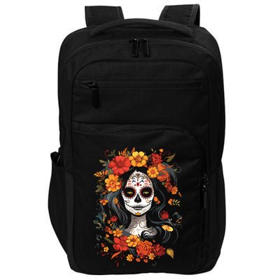 De Los Muertos La Catrina Day Of The Dead Sugar Skull Impact Tech Backpack