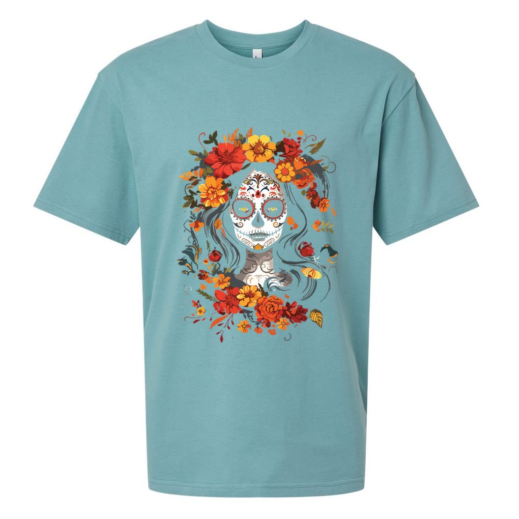 De Los Muertos La Catrina Day Of The Dead Sugar Skull Sueded Cloud Jersey T-Shirt